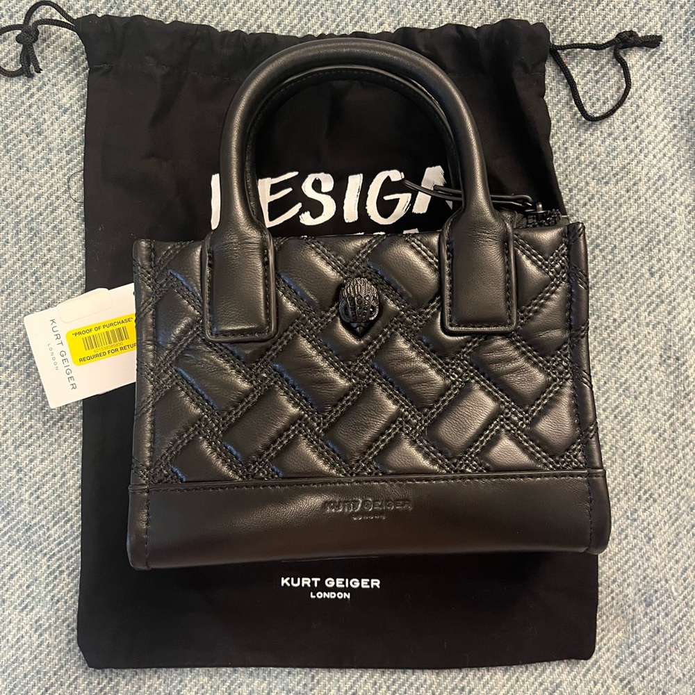 NWT Kurt Geiger Black Mini Quilted Handbag